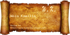 Weis Kamilla névjegykártya
